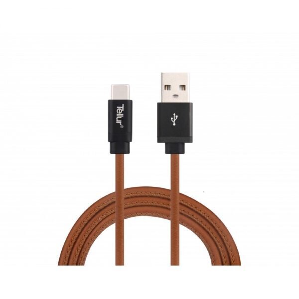 Nahast andmeedastuskaabel Tellur USB/Type-C, 1m, Pruun цена и информация | Mobiiltelefonide kaablid | kaup24.ee