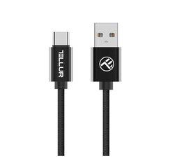 Nailonist andmeedastuskaabel Tellur USB/Type-C, 2m, Must цена и информация | Кабели для телефонов | kaup24.ee