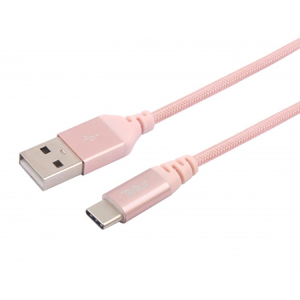 Andmeedastuskaabel Tellur USB/Type-C, 1m, Roosa/Kuldne hind ja info | Mobiiltelefonide kaablid | kaup24.ee