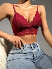 Floral Lace Scallop Trim Bralette·Burgundy·S цена и информация | Бюстгальтеры | kaup24.ee