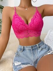 Floral Lace Scallop Trim Bralette·Hot Pink·L hind ja info | Rinnahoidjad | kaup24.ee