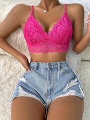 Floral Lace Scallop Trim Bralette·Hot Pink·S цена и информация | Бюстгальтеры | kaup24.ee