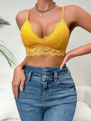 Floral Lace Scallop Trim Bralette·Yellow·M цена и информация | Бюстгальтеры | kaup24.ee