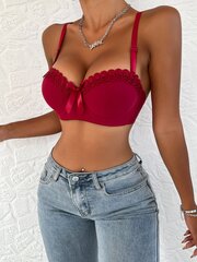 Contrast Lace Bow Front Bra Lingerie·Maroon·S цена и информация | Бюстгальтеры | kaup24.ee