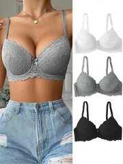 3tk Floral Lace Underwire rinnahoidja pesu·Multivärviline·75C hind ja info | Rinnahoidjad | kaup24.ee