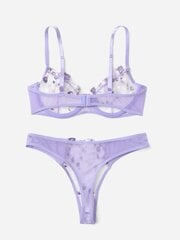 Tikkimisvõrk alustraadiga pesukomplekt·Lilac Purple·M цена и информация | Бюстгальтеры | kaup24.ee