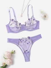 Tikkimisvõrk alustraadiga pesukomplekt·Lilac Purple·S цена и информация | Бюстгальтеры | kaup24.ee