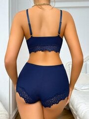 Contrast Lace Bra & Panty Set Pesukomplekt·Blue·S цена и информация | Бюстгальтеры | kaup24.ee