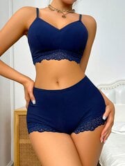 Contrast Lace Bra & Panty Set Pesukomplekt·Blue·S цена и информация | Бюстгальтеры | kaup24.ee