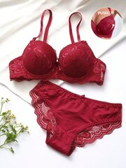 Floral Lace Underwire pesukomplekt·Burgundy·S цена и информация | Бюстгальтеры | kaup24.ee