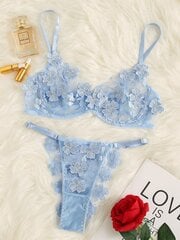 Applique Lace Underwire pesukomplekt·Baby Blue·M цена и информация | Бюстгальтеры | kaup24.ee