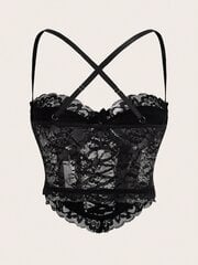 Goth Contrast Lace Criss Cross Bralette·Black·S цена и информация | Бюстгальтеры | kaup24.ee