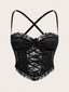 Goth Contrast Lace Criss Cross Bralette·Black·XS hind ja info | Rinnahoidjad | kaup24.ee