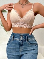 Floral Lace Scallop Trim Bralette·Apricot·S цена и информация | Бюстгальтеры | kaup24.ee