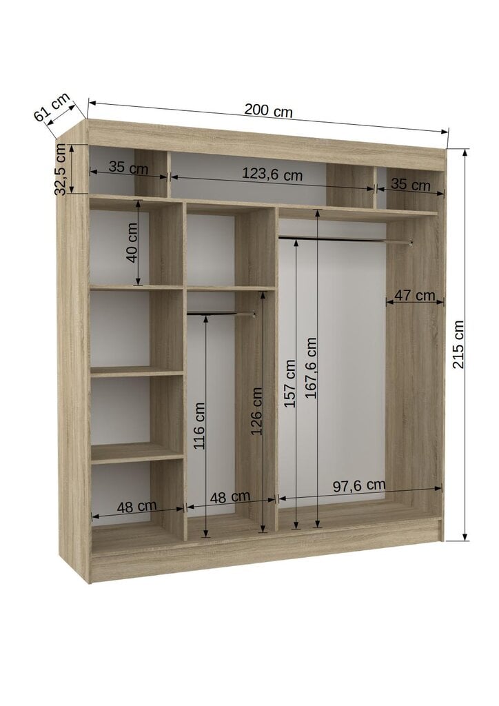 Riidekapp Adrk Furniture Gilton 200 cm, valge hind ja info | Kapid | kaup24.ee