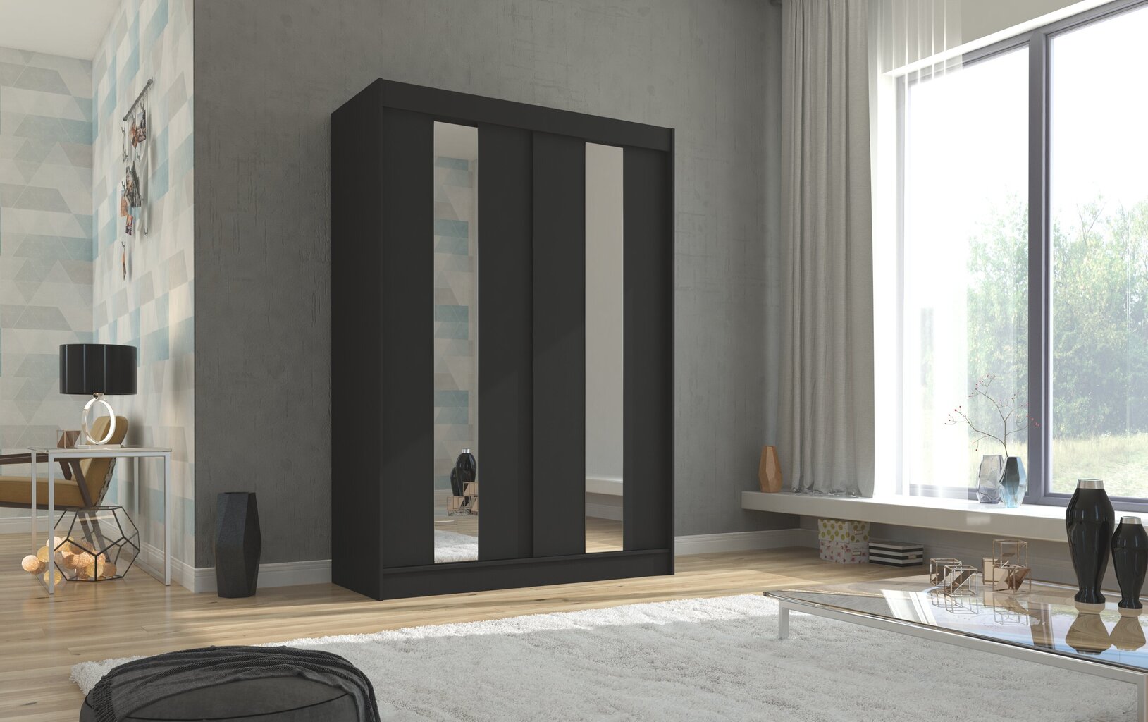 Riidekapp Adrk Furniture Balton 150 cm, must hind ja info | Kapid | kaup24.ee