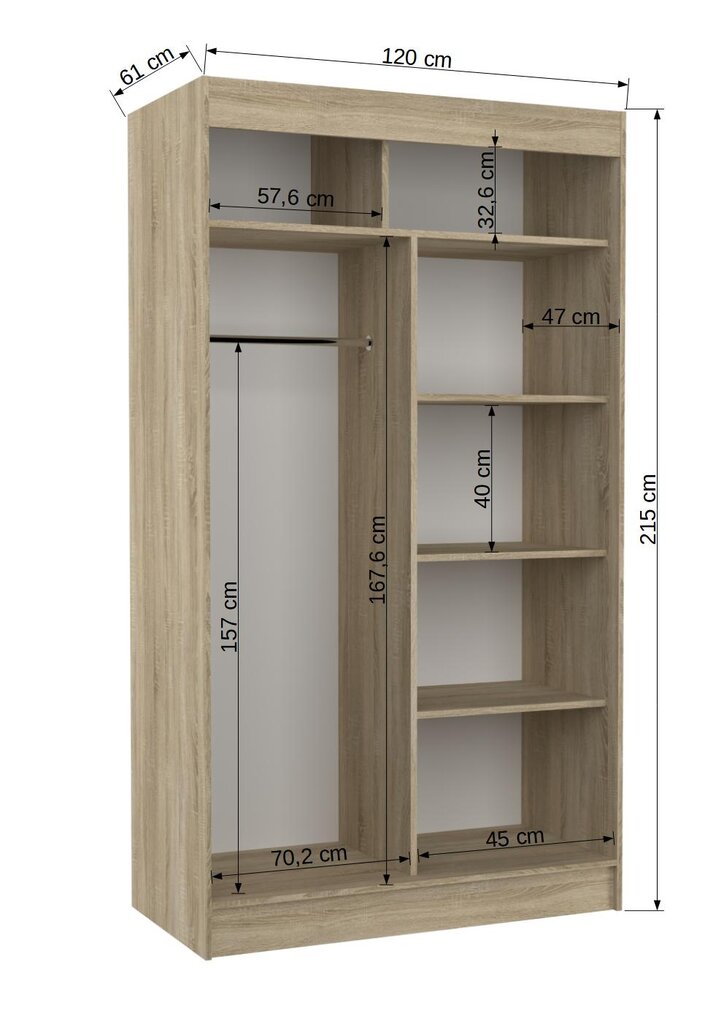 Riidekapp Adrk Furniture Karen 120 cm, must цена и информация | Kapid | kaup24.ee