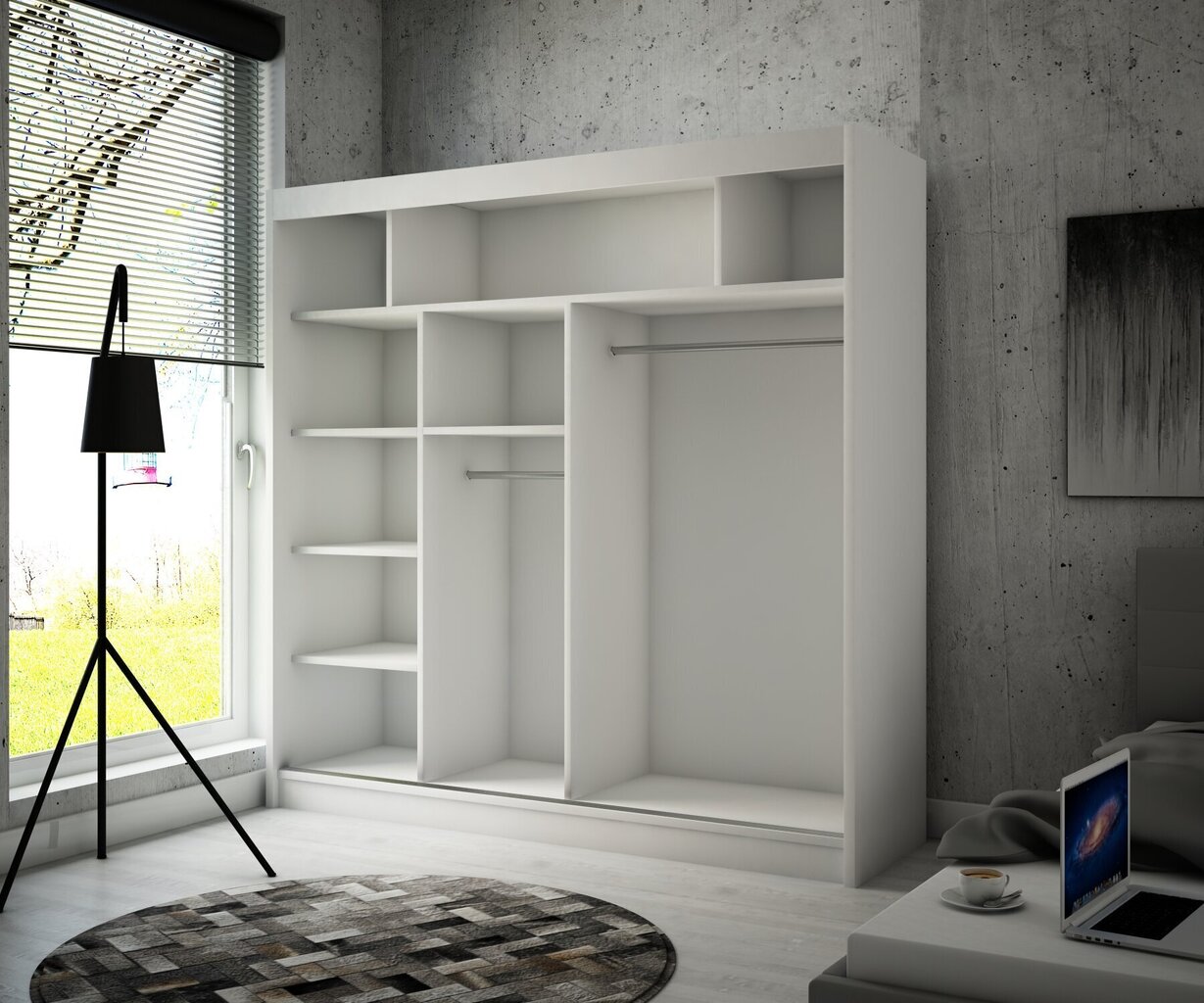 Riidekapp Adrk Furniture Balton 200 cm, valge hind ja info | Kapid | kaup24.ee