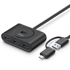 Адаптер Ugreen USB 3.0 HUB Type C, 1 м, черный цена и информация | Адаптеры и USB-hub | kaup24.ee