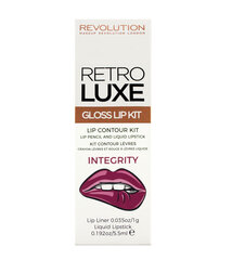 Kosmeetikakomplekt Makeup Revolution London Retro Luxe, Integrity: huuleläige 5,5 ml + huule kontuurpliiats 1 g hind ja info | Huulepulgad, -läiked, -palsamid, vaseliin | kaup24.ee