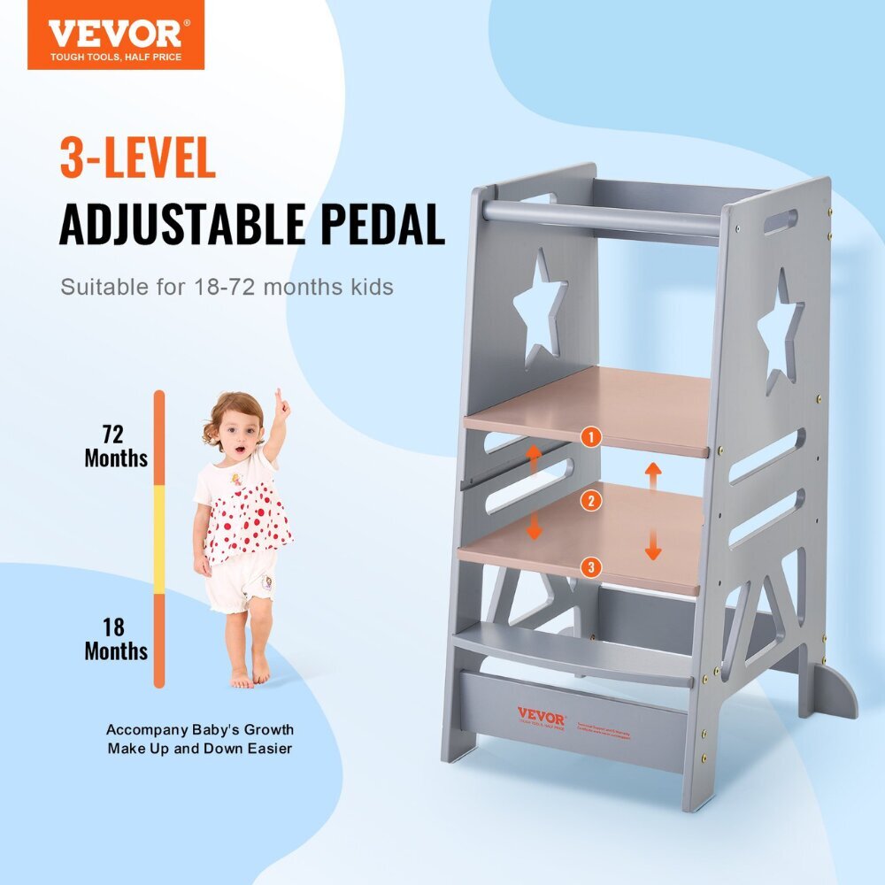 3-kordne laste tool/astmed Vevor, 84x48x55 cm hind ja info | Laste lauad ja toolid | kaup24.ee