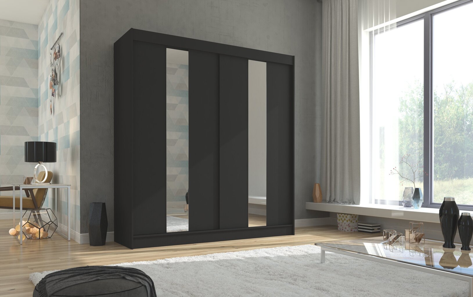 Riidekapp Adrk Furniture Balton 200 cm, must цена и информация | Kapid | kaup24.ee