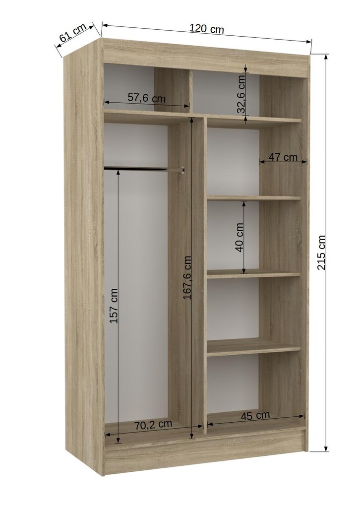 Riidekapp Adrk Furniture Karen 120 cm, tamm hind ja info | Kapid | kaup24.ee