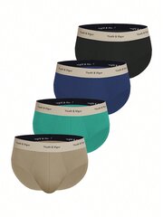 Meeste 4pack Letter Graphic Tape Waist Brief·Multicolor·XL цена и информация | Мужская спортивная одежда | kaup24.ee