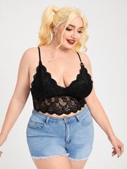 Suures suuruses lilleline pits Scallop Trim Bralette Frenchy Wireless naistepesu · must · 0XL hind ja info | Naiste alussärgid | kaup24.ee