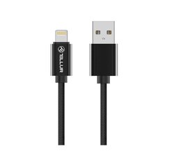 Nailonist andmeedastuskaabel Tellur USB/Lightning, 2m, Must цена и информация | Кабели для телефонов | kaup24.ee