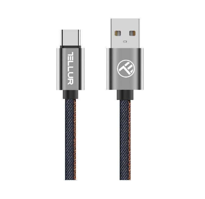 Andmeedastuskaabel Tellur, USB/Type-C, 1m, Denim hind ja info | Mobiiltelefonide kaablid | kaup24.ee