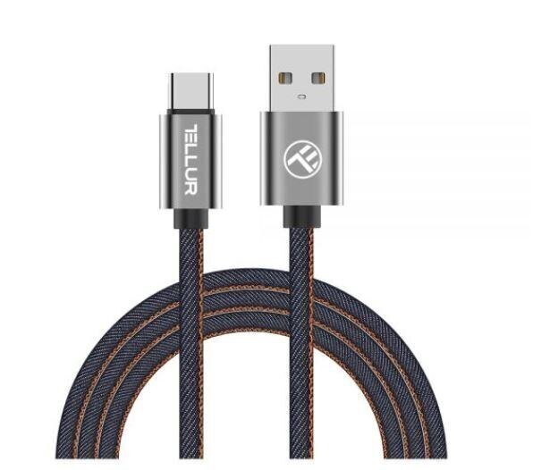 Andmeedastuskaabel Tellur, USB/Type-C, 1m, Denim цена и информация | Mobiiltelefonide kaablid | kaup24.ee