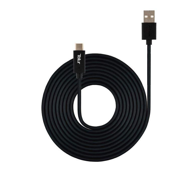 Andmeedastuskaabel Tellur, USB/Type-C, 1m, Must hind ja info | Mobiiltelefonide kaablid | kaup24.ee