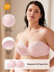 Wingslove naiste suures suuruses traadist push-up olkaimeta rinnahoidja·Baby Pink·80H цена и информация | Нательные женские майки | kaup24.ee