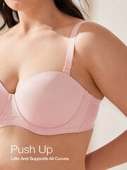 Wingslove naiste suures suuruses traadiga push-up rihmahoidja · Baby Pink · 90F цена и информация | Нательные женские майки | kaup24.ee