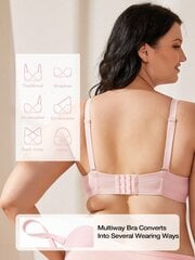 Wingslove naiste suures suuruses traadiga push-up olkaimeta rinnahoidja·Baby Pink·95E цена и информация | Нательные женские майки | kaup24.ee