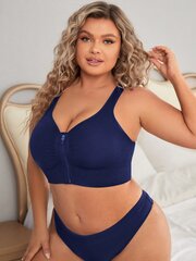 Pluss Solid Zip Front Bra·Meresinine·1XL цена и информация | Нательные женские майки | kaup24.ee