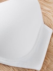 Pluss Bow Rhinestone Detail Push Up Bra·White·90D цена и информация | Нательные женские майки | kaup24.ee