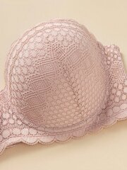 Pluss Contrast Lace Scallop Trim Bra·Dusty Pink·100E hind ja info | Rinnahoidjad | kaup24.ee