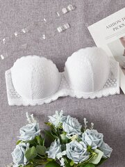 Plus Contrast Lace Scallop Trim Bra·White·105E цена и информация | Бюстгальтеры | kaup24.ee