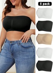 Lisaks 5 pakki Solid Bandeau rinnahoidja·Multivärviline·2XL hind ja info | Naiste alussärgid | kaup24.ee