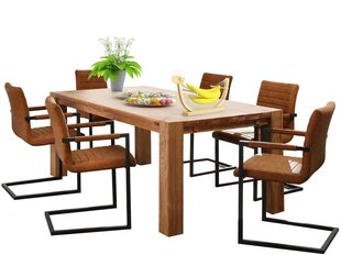 Söögitoamööbli komplekt Notio Living Ea 200/Sandra, toolid koos käetugedega, pruun/helepruun hind ja info | Söögilauakomplektid | kaup24.ee
