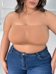 Naiste suures suuruses tavaline Ruched Bandeau rinnahoidja top·Aprikoos·2XL цена и информация | Нательные женские майки | kaup24.ee