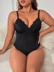 Plus Contrast Lace Shapewear Body·Must·4XL hind ja info | Naiste alussärgid | kaup24.ee