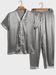 Men Allover Print Lounge Set·Grey·S hind ja info | Karnevali kostüümid | kaup24.ee