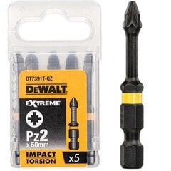 Набор поворотных насадок Dewalt 50mm Torsion Pz2 (DT7391T), 5 шт. цена и информация | Механические инструменты | kaup24.ee