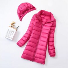 (6xL-Rose Red)2024 Naiste sügistalvine sügise kevadjope Riided Candy Color Duck Down Coat õhuke keskmine kapuuts Kerge jakk цена и информация | Женские пальто | kaup24.ee