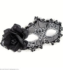 Domino glitter mask musta roosiga hind ja info | Karnevali kostüümid | kaup24.ee