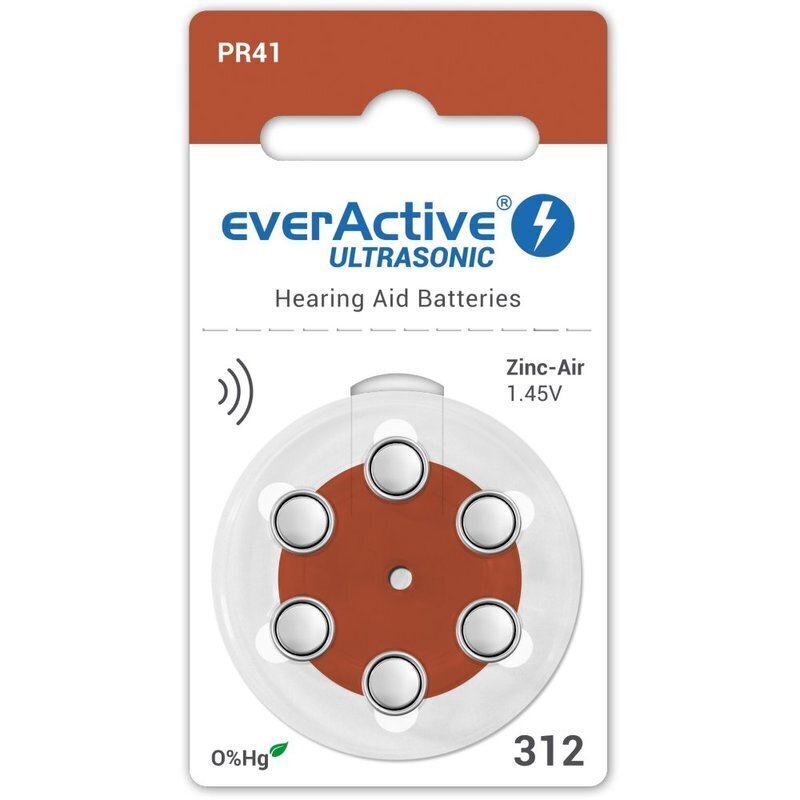 Patareid kuuldeaparaadile everActive Ultrasonic PR41 312, 6 tk цена и информация | Patareid | kaup24.ee