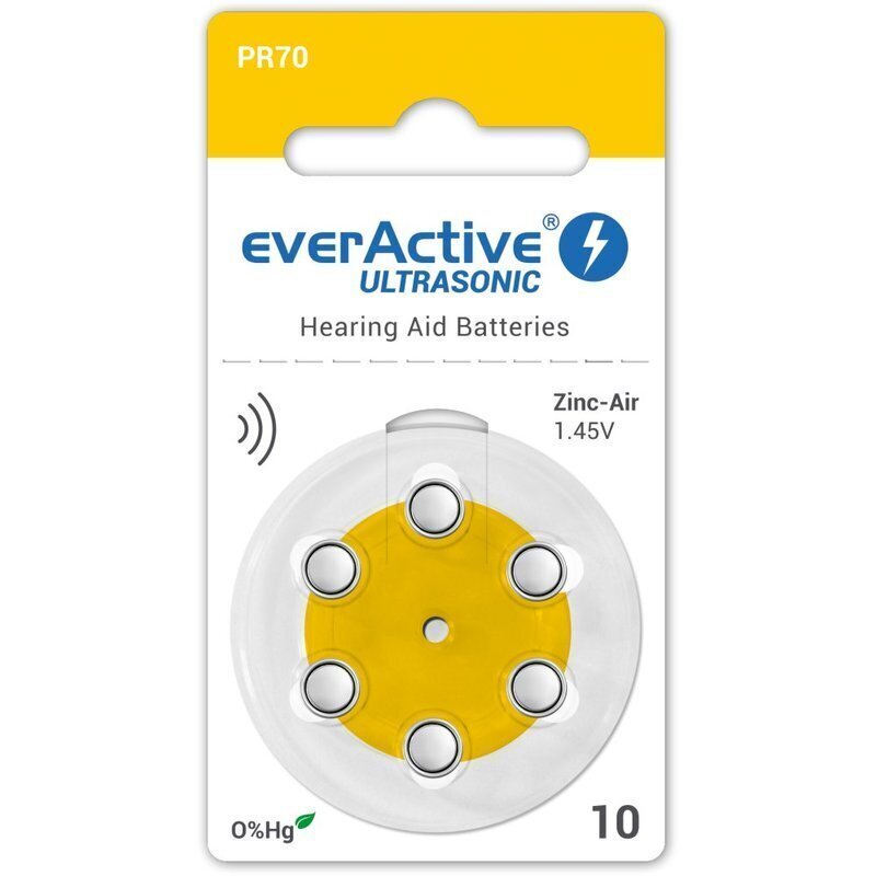 Patareid kuuldeaparaadile everActive Ultrasonic PR70 10, 6 tk цена и информация | Patareid | kaup24.ee